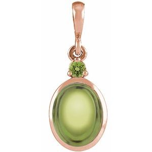 14K Rose 5x3 mm Natural Peridot Pendant