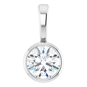 14K White 1/6 CT Natural Diamond Bezel-Set Solitaire Pendant
