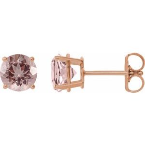 14K Rose 6 mm Natural Pink Morganite Stud Earrings