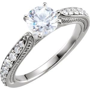 Platinum Cubic Zirconia & 3/8 CTW Natural Diamond Sculptural Engagement Ring